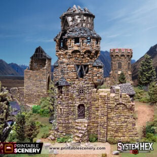 3d printed and painted ruined earl's tower