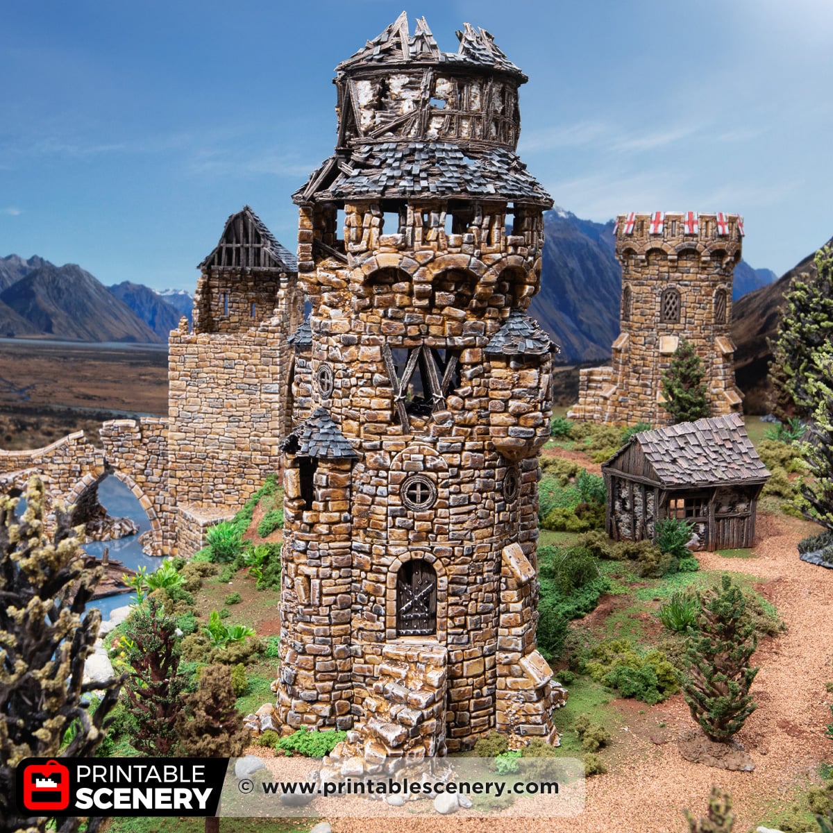 3d printed and painted ruined earl's tower