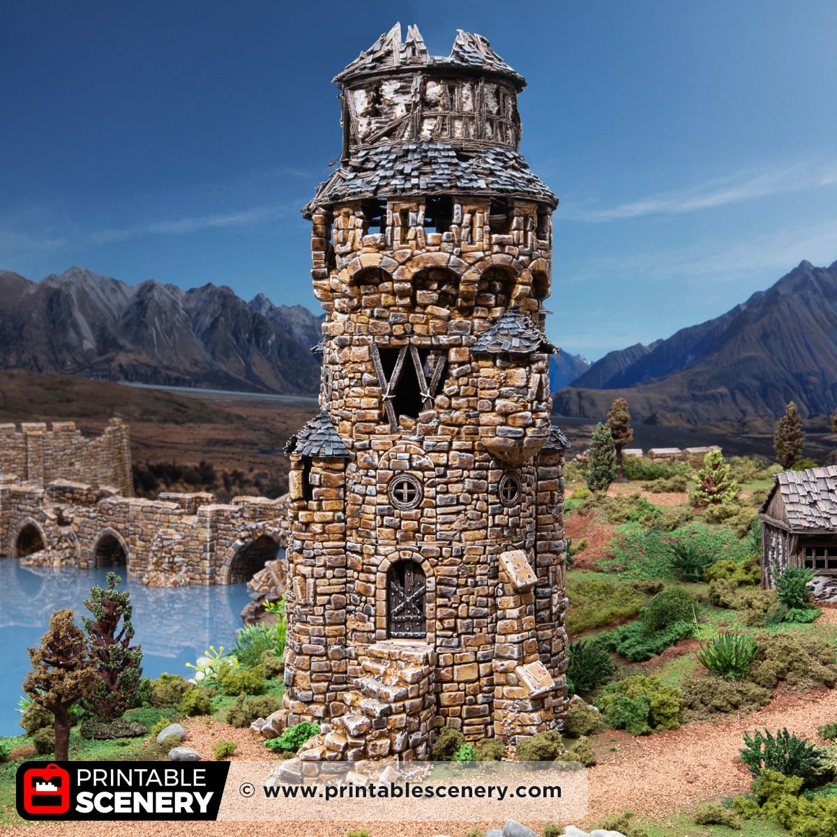 3d printed and painted ruined earl's tower