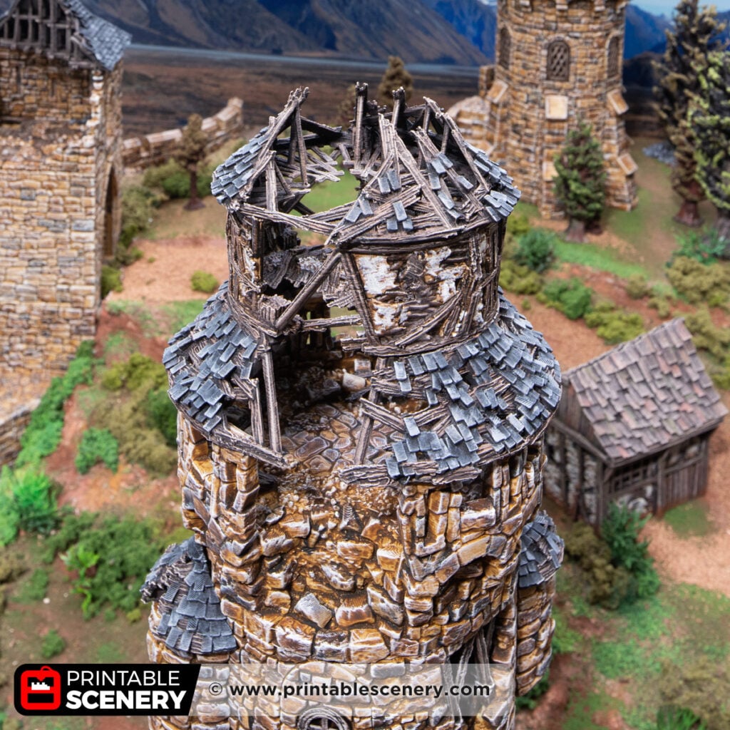 3d printed and painted ruined earl's tower