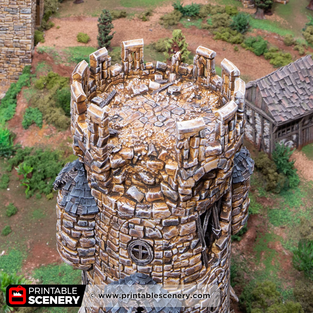 3d printed and painted ruined earl's tower