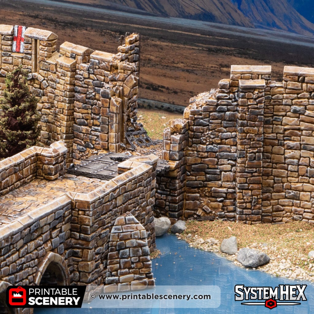 3D printed and painted Ruined High Gate for dnd and wargaming