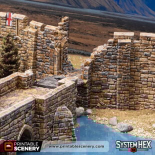 3D printed and painted Ruined High Gate for dnd and wargaming