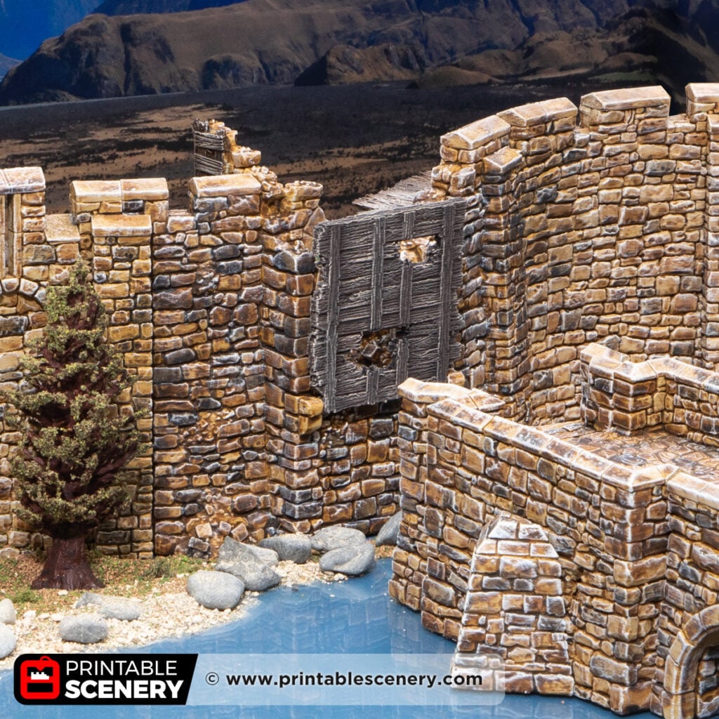 3D printed and painted Ruined High Gate for dnd and wargaming