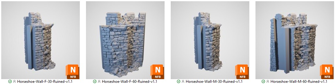 Ruined Horseshoe Wall Adaptors STL