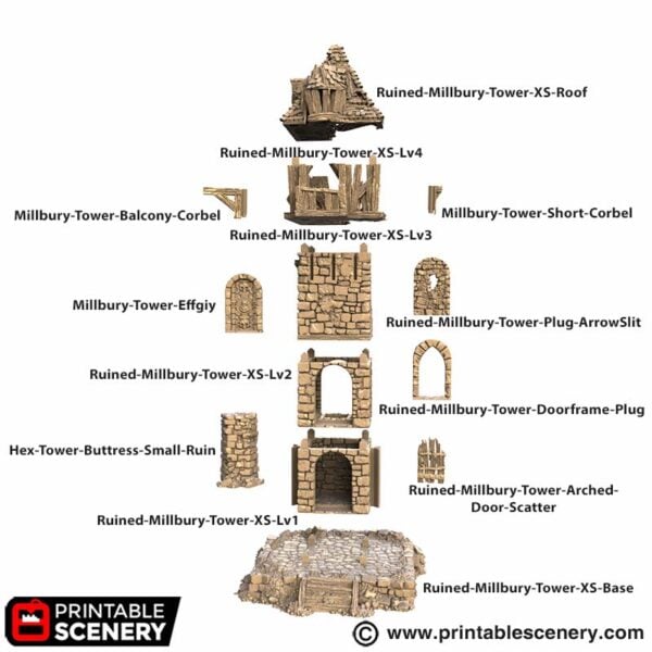 Ruined Millbury Tower STL