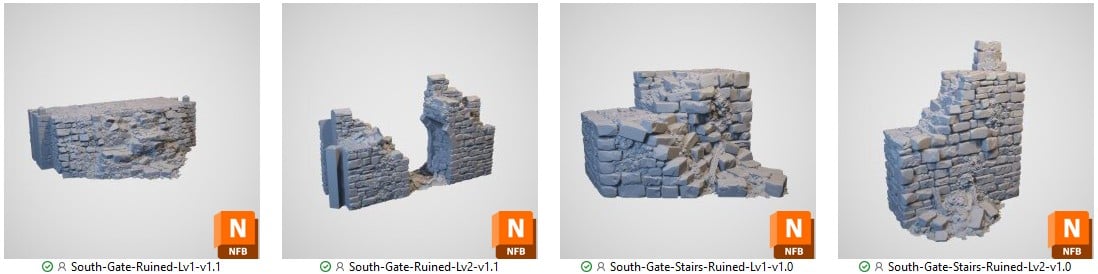Hex Castle Ruined South Gate STL
