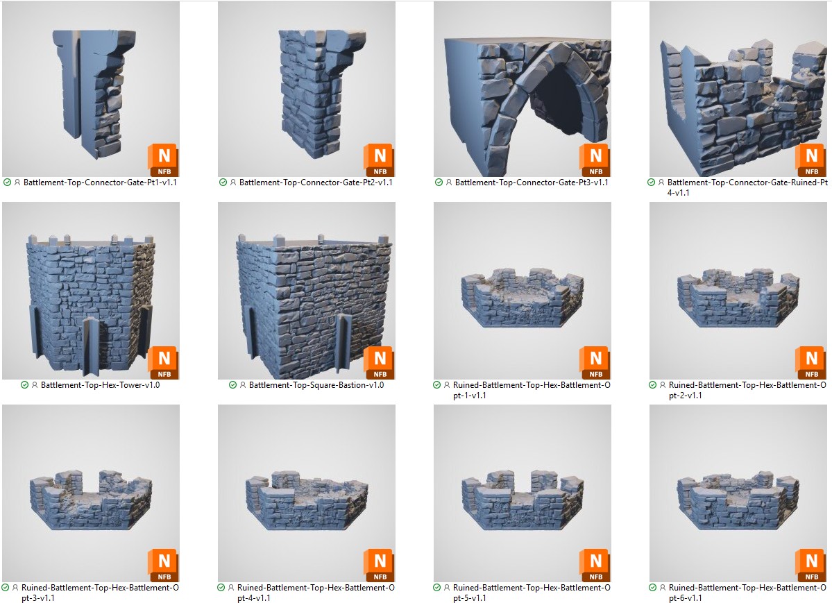 Hex Castle Ruined Wall Battlements
