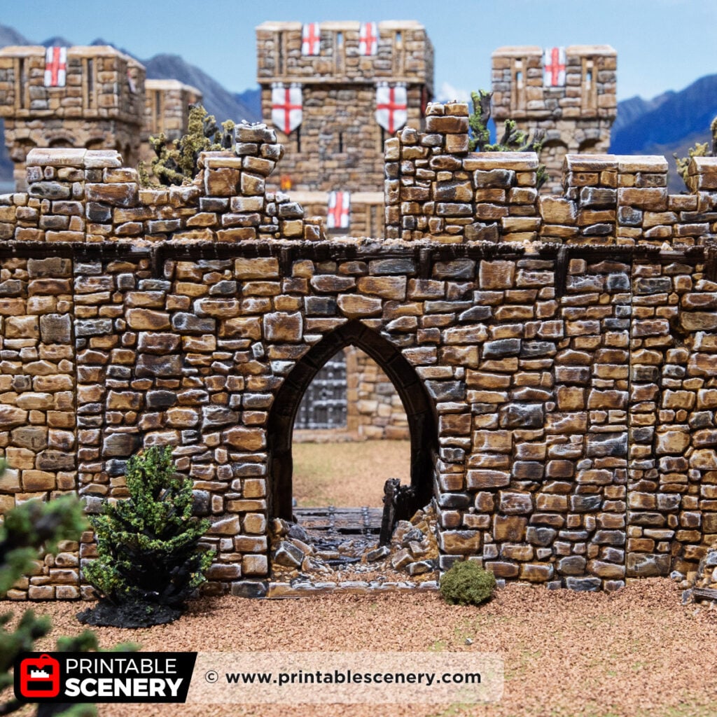 3d printed and painted ruined Westgate Drawbridge for dnd and wargaming