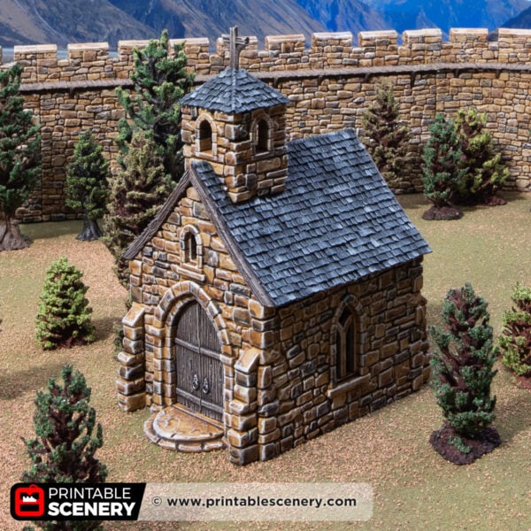 3d printed and painted small chapel for dnd and wargaming