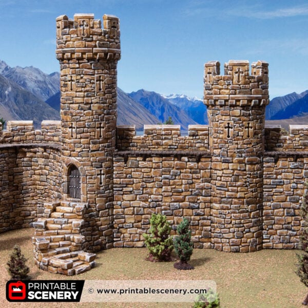 3d printed and painted small round tower for dnd and wargaming