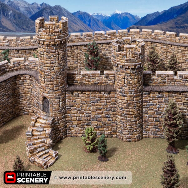 3d printed and painted small round tower for dnd and wargaming