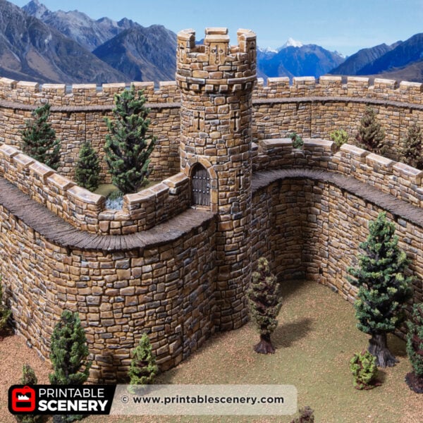 3d printed and painted small round tower for dnd and wargaming