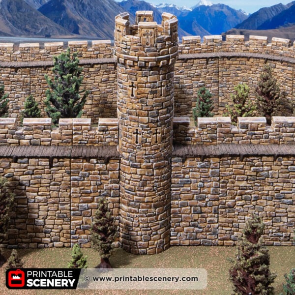 3d printed and painted small round tower for dnd and wargaming