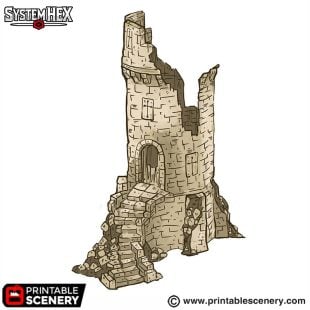 Small Round Tower Ruin STL