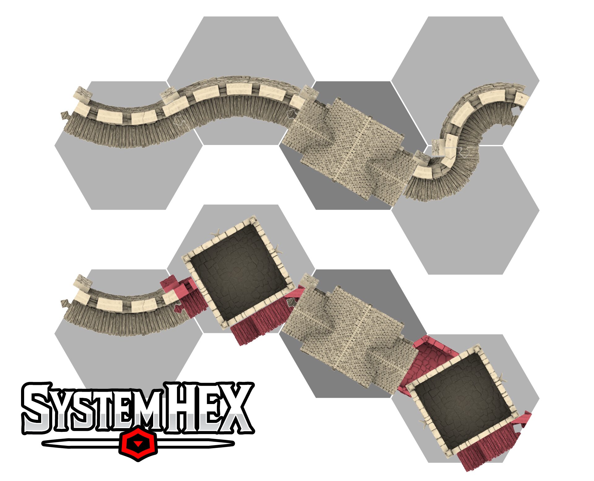 3D render of a top down view of the gatehouse