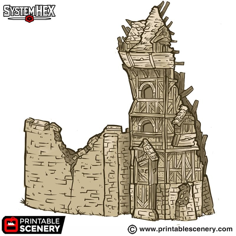 Wattle and Daub Hex Tower Ruin