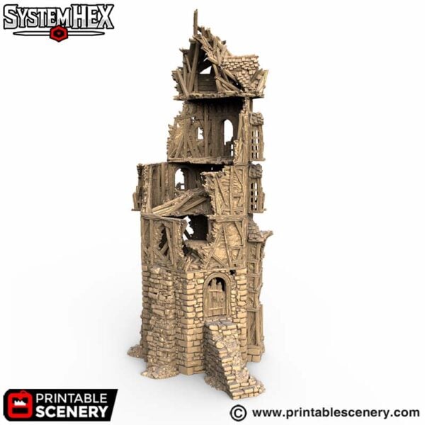 Wattle and Daub Hex Tower STL