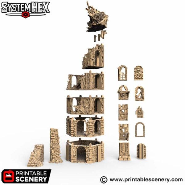 Wattle and Daub Hex Tower STL