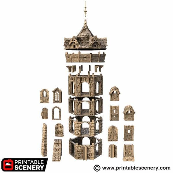 Wattle and Daub Hex Tower STL