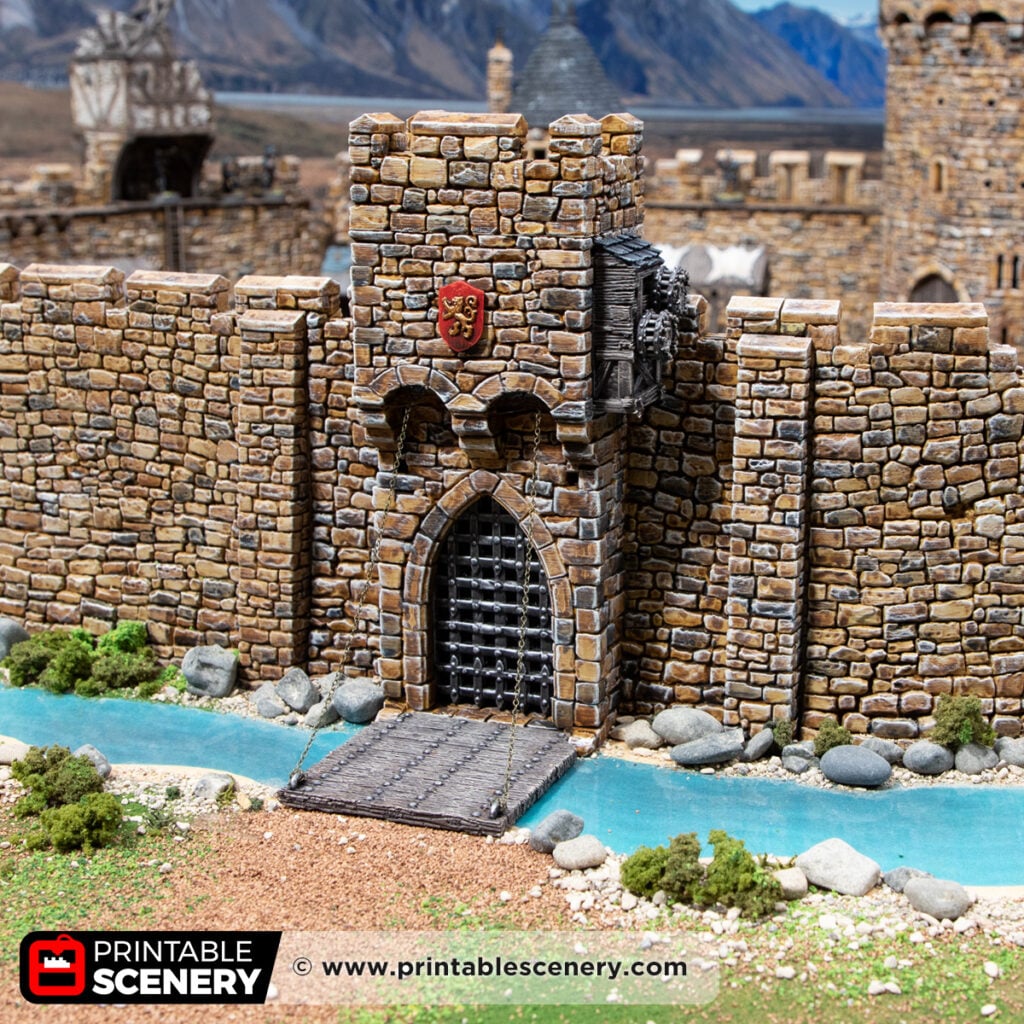 3d printed and painted West Gate Drawbridge for dnd and wargames