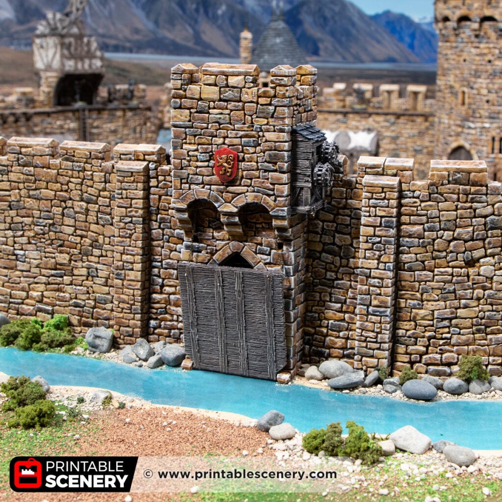 3d printed and painted West Gate Drawbridge for dnd and wargames