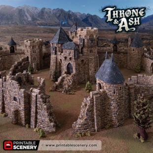 Photo of a 3D printed and painted Throne & Ash castle