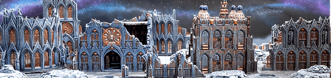 3d printed and painted gothic cathedral scenery for dnd and wargaming and warhammer 40k
