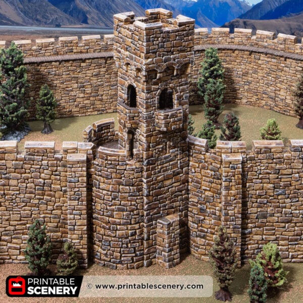 3D printed and painted small square bastion for dnd and wargaming