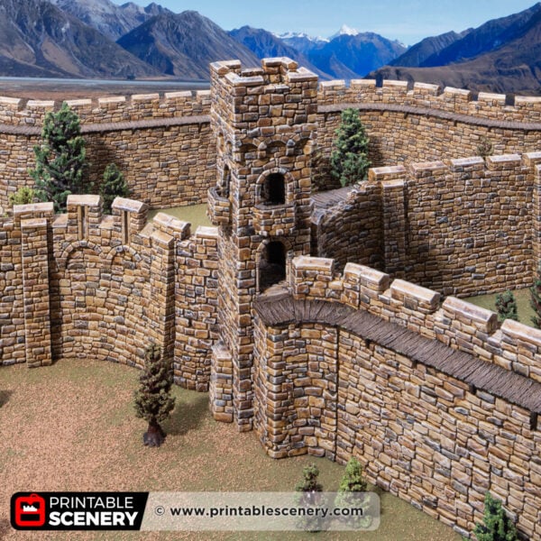 3D printed and painted small square bastion for dnd and wargaming
