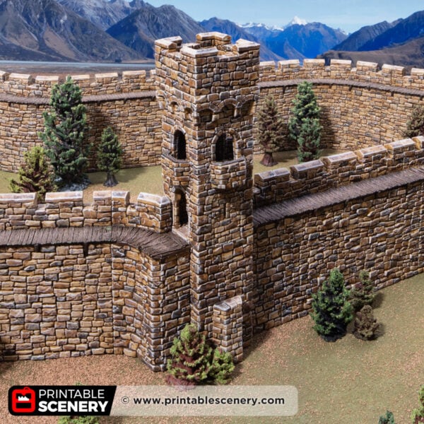 3D printed and painted small square bastion for dnd and wargaming
