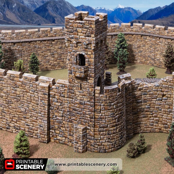 3D printed and painted small square bastion for dnd and wargaming
