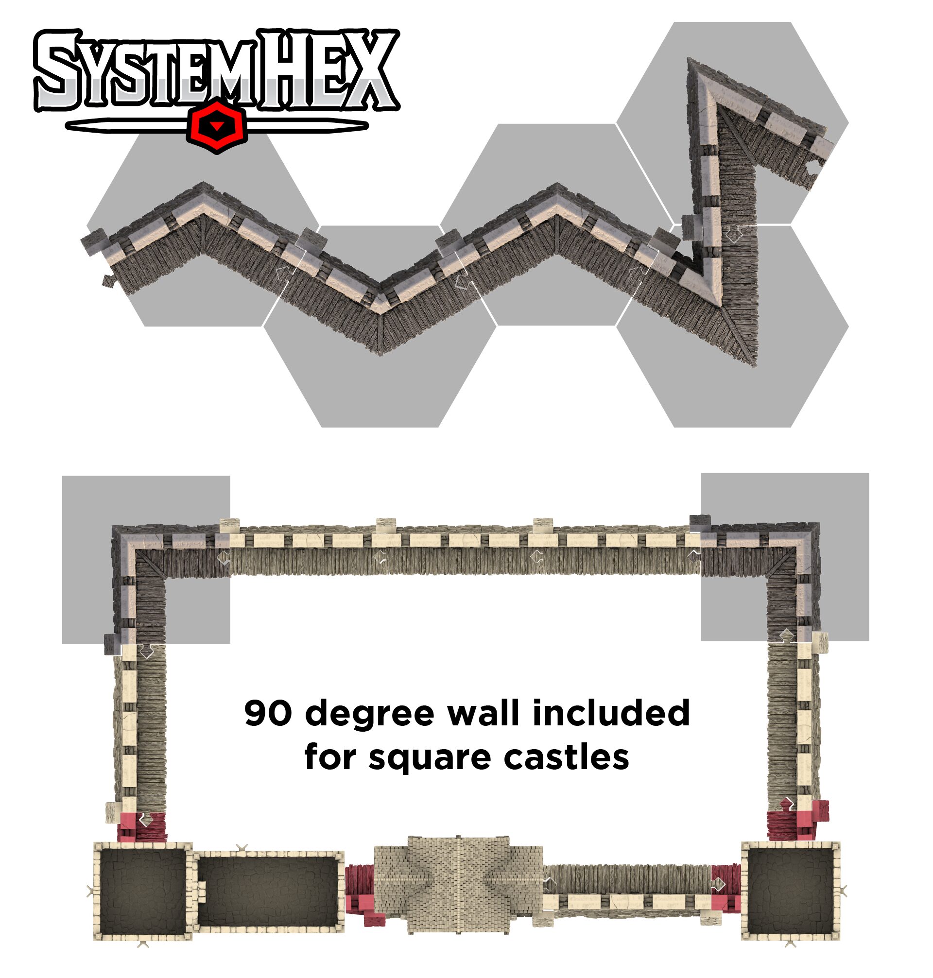 3D top down render of the angular walls