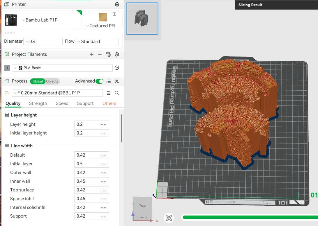Castle walls being set up on the build plate for a 3D printer