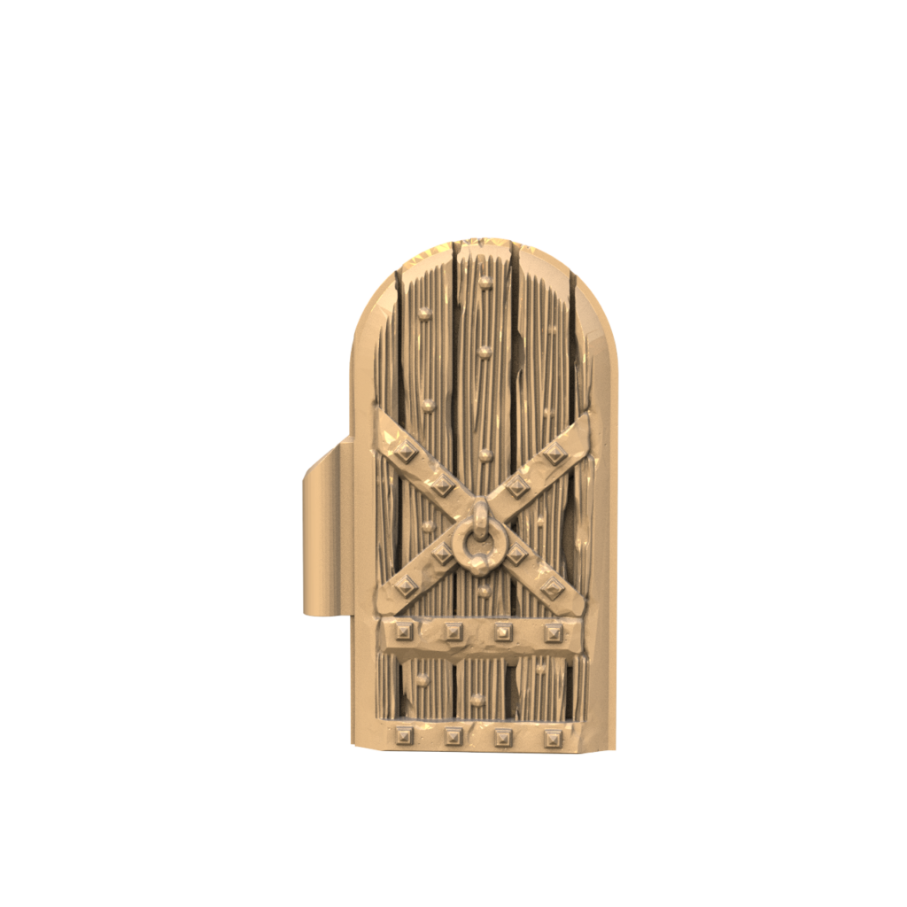 Graphic render of the barracks door