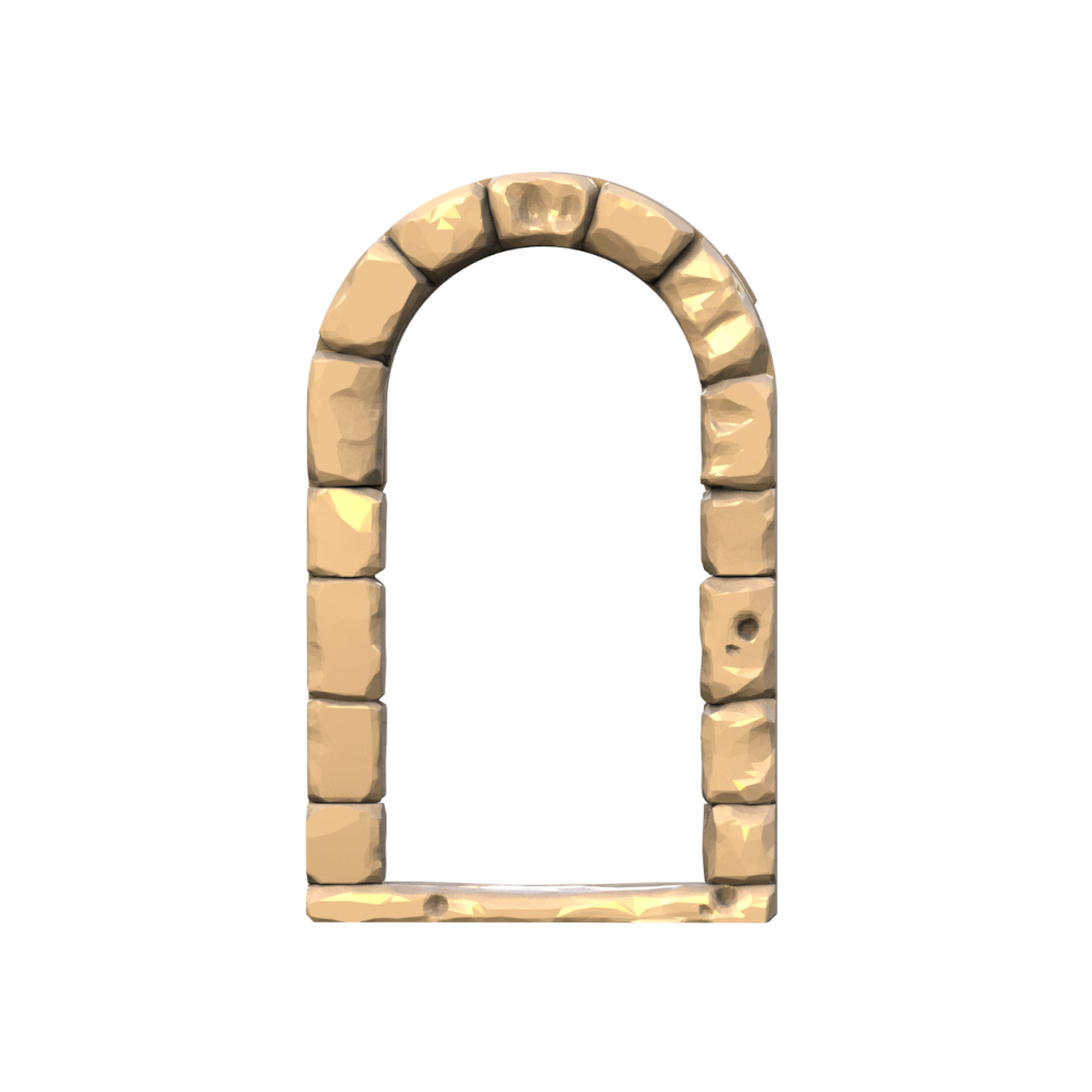 Graphic render of the stone door frame