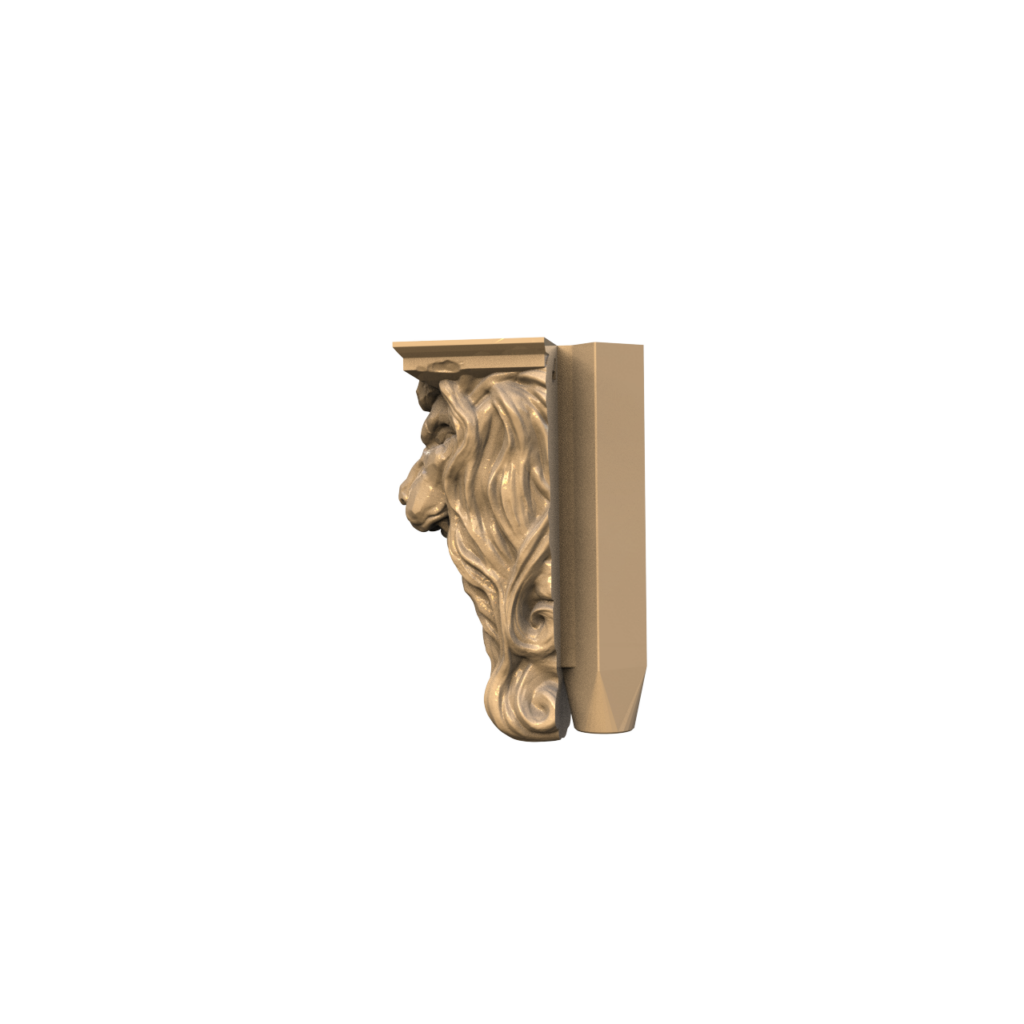 Graphic render of the lion corbel