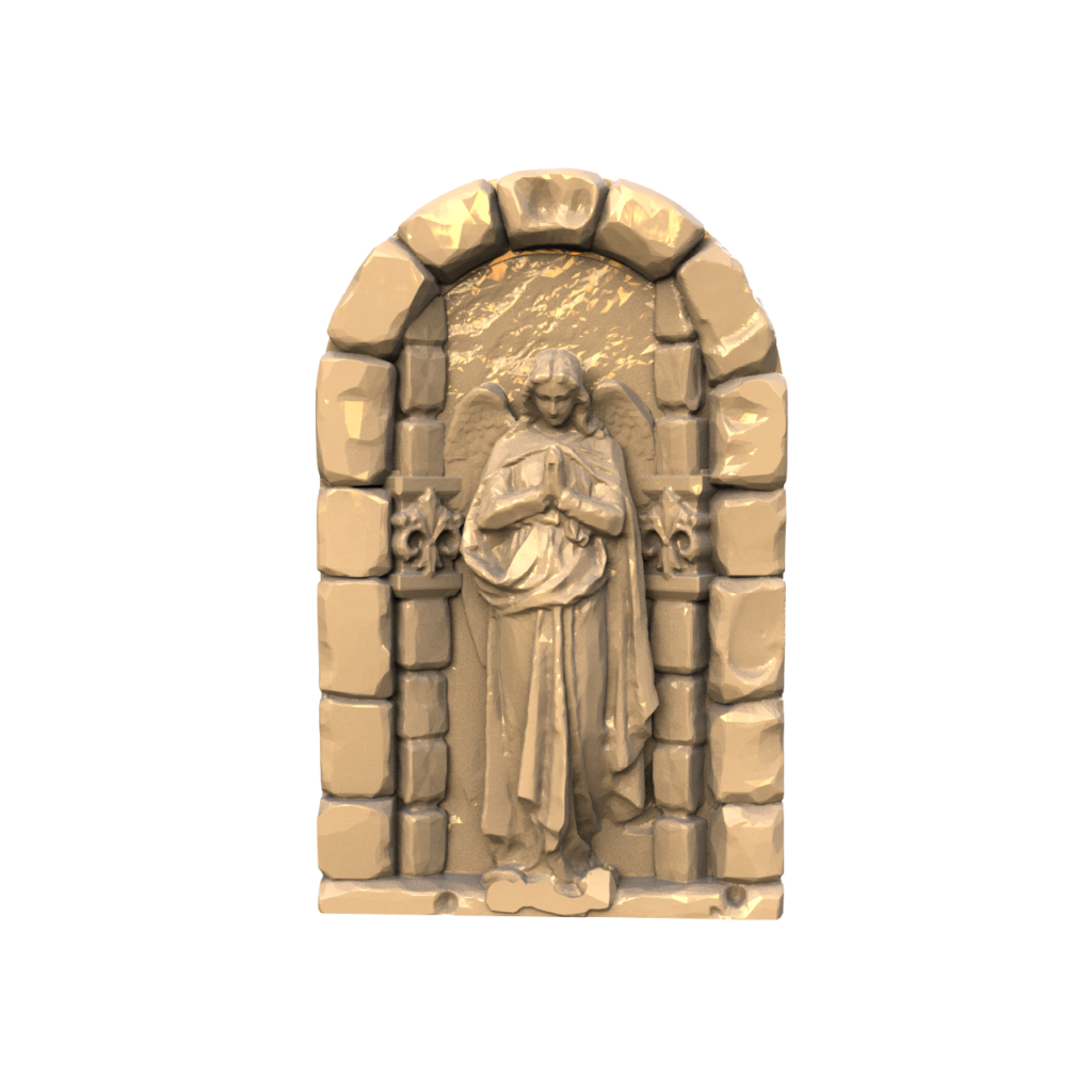 Graphic render of the angel effigy plug