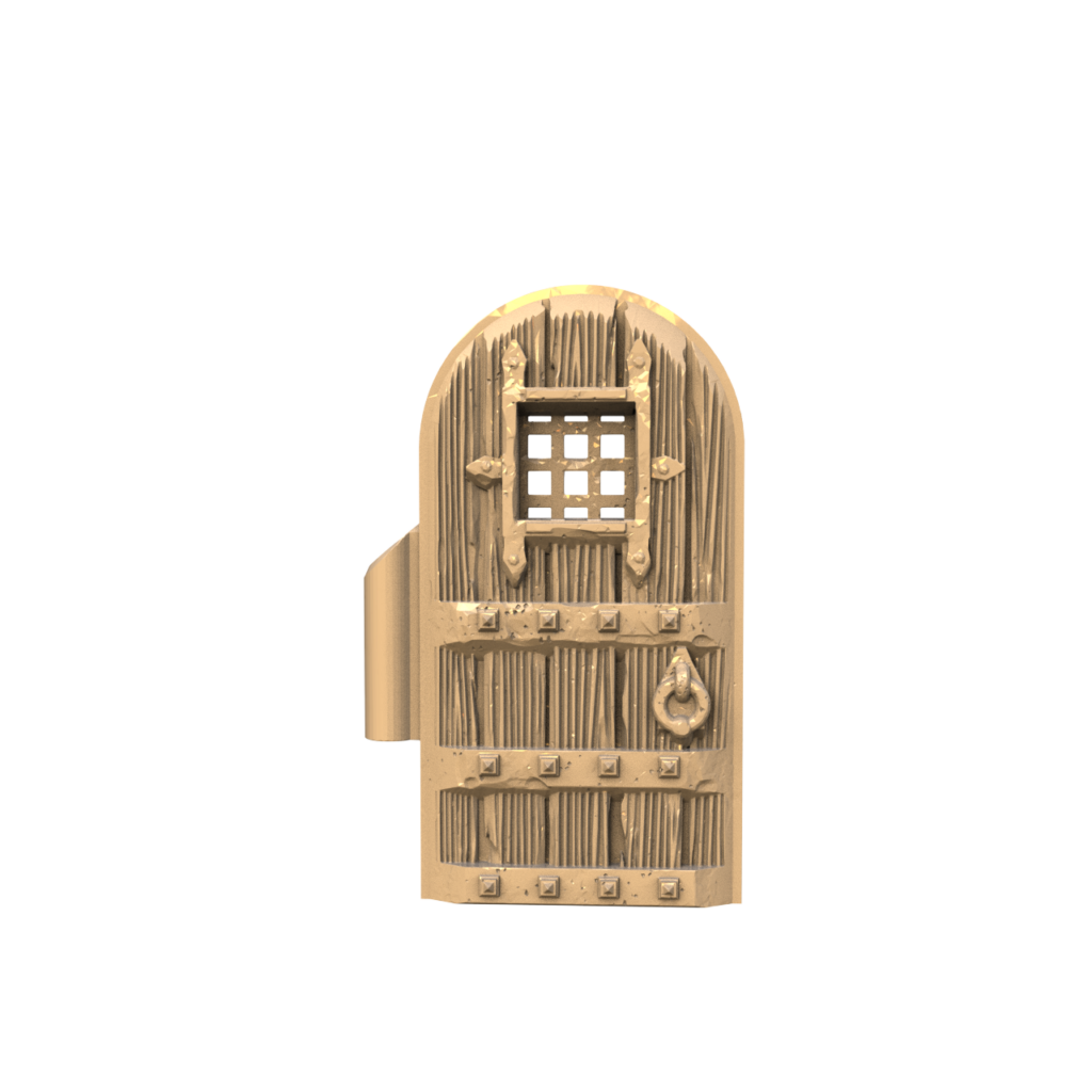 Graphic render of the Queens quarters door