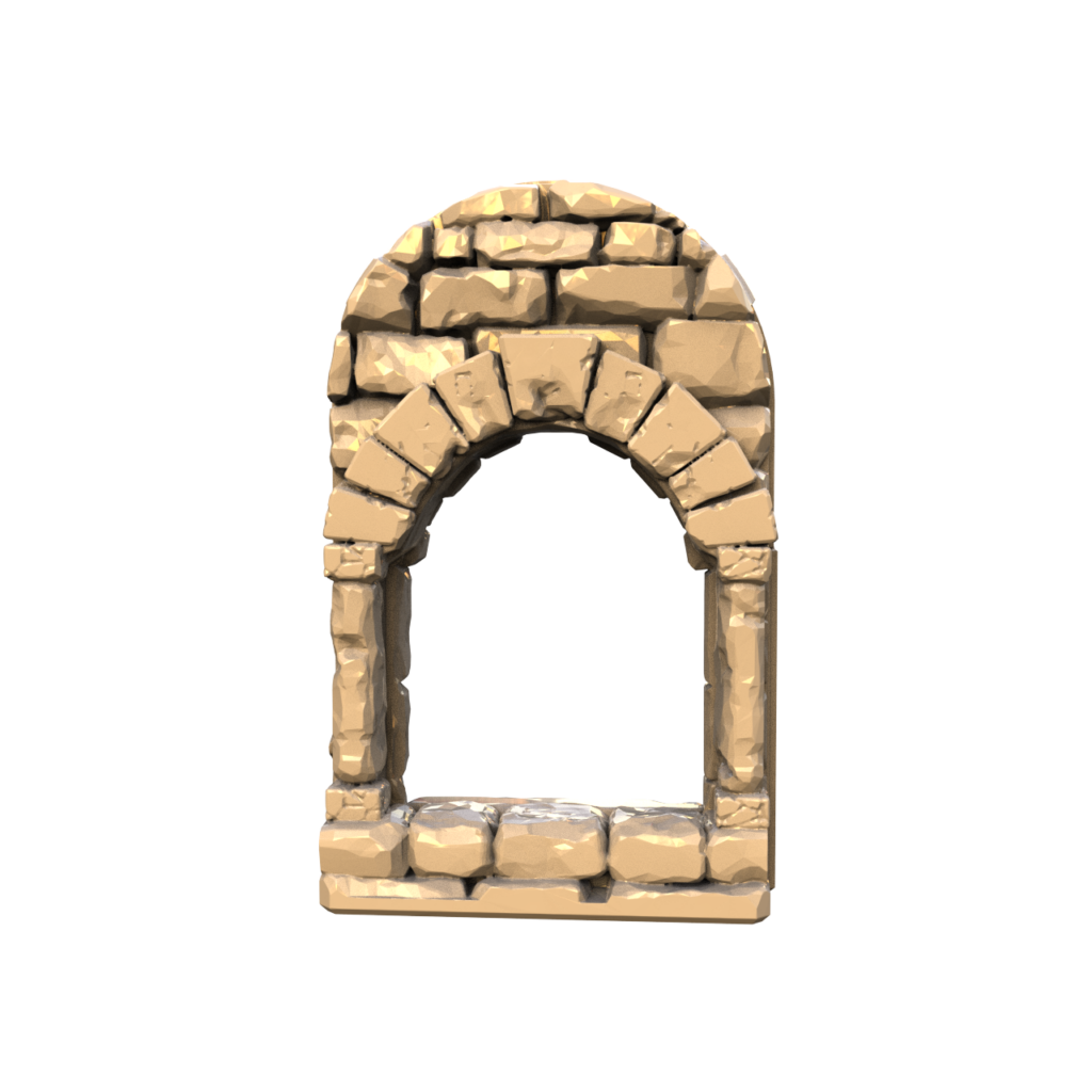 Graphic render of the queens quarters fireplace arch
