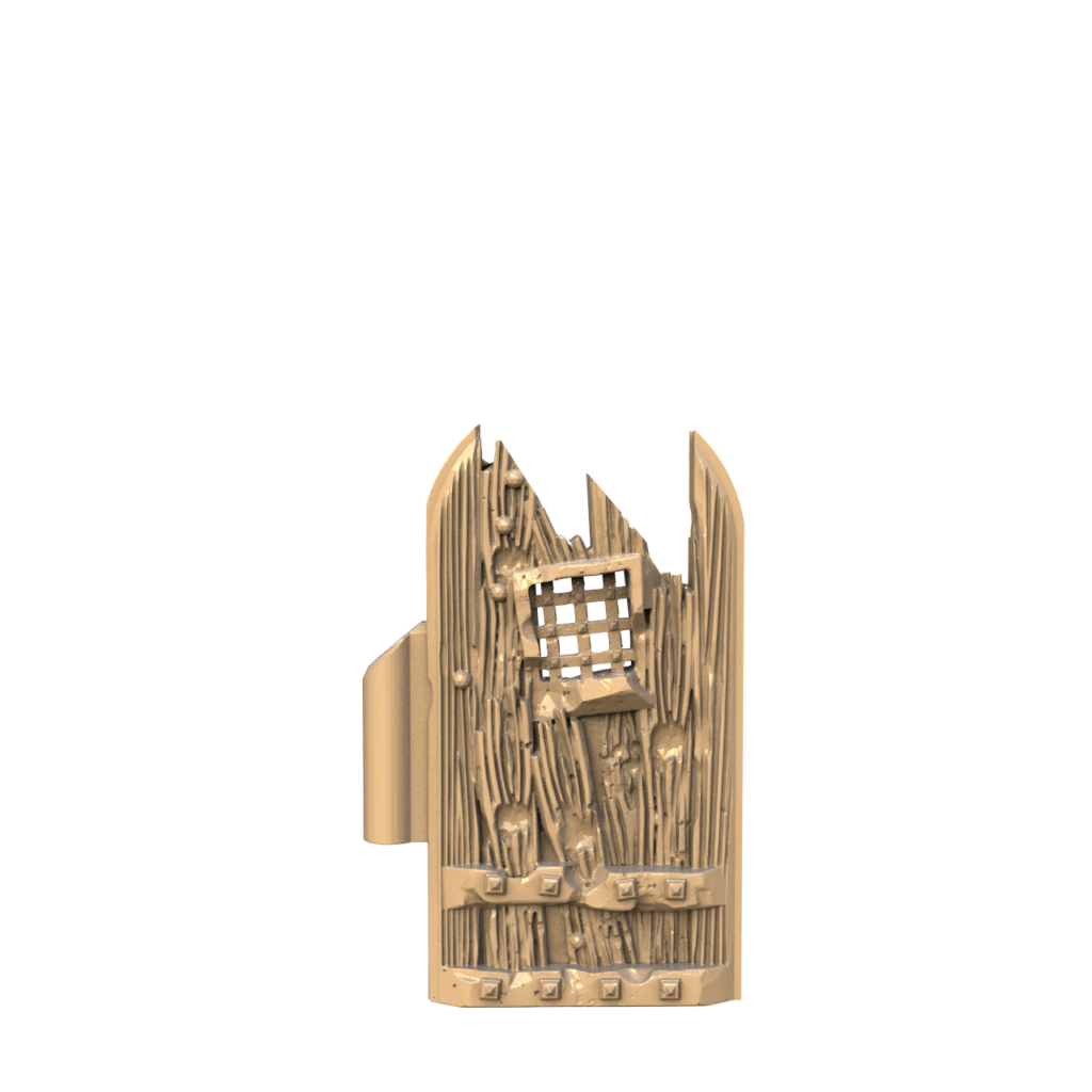 Graphic render of the ruined tower door
