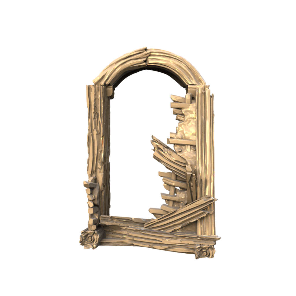 Graphic render of the ruined Kings Keep bay window