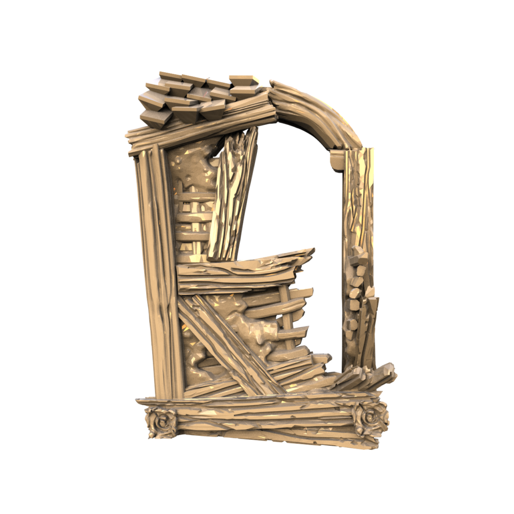 Graphic render of the ruined Kings Keep bay window
