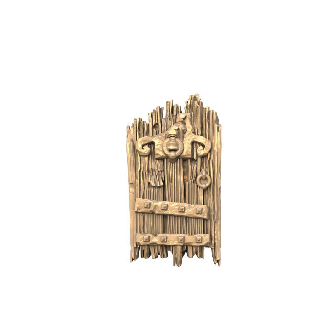 Graphic render of the ruined Kings Keep door
