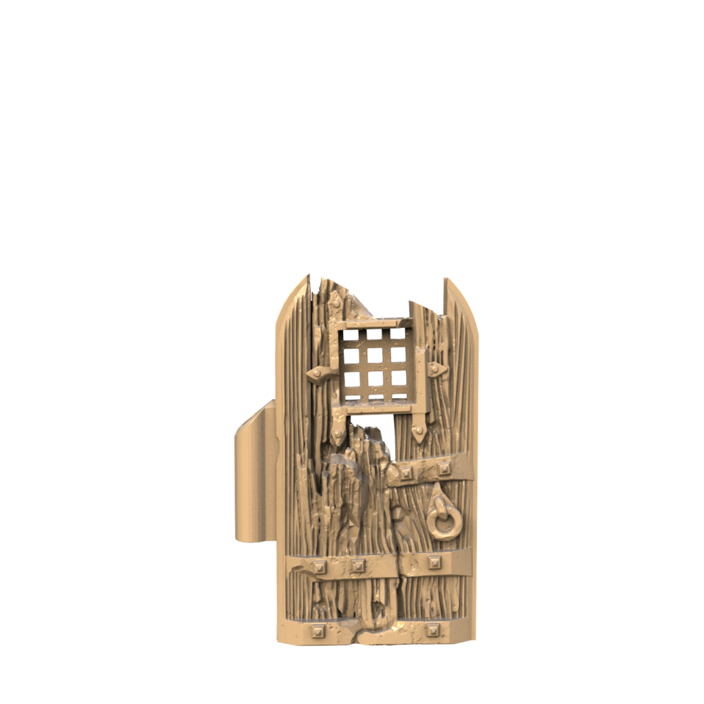 Graphic render of the ruined queens quarters door