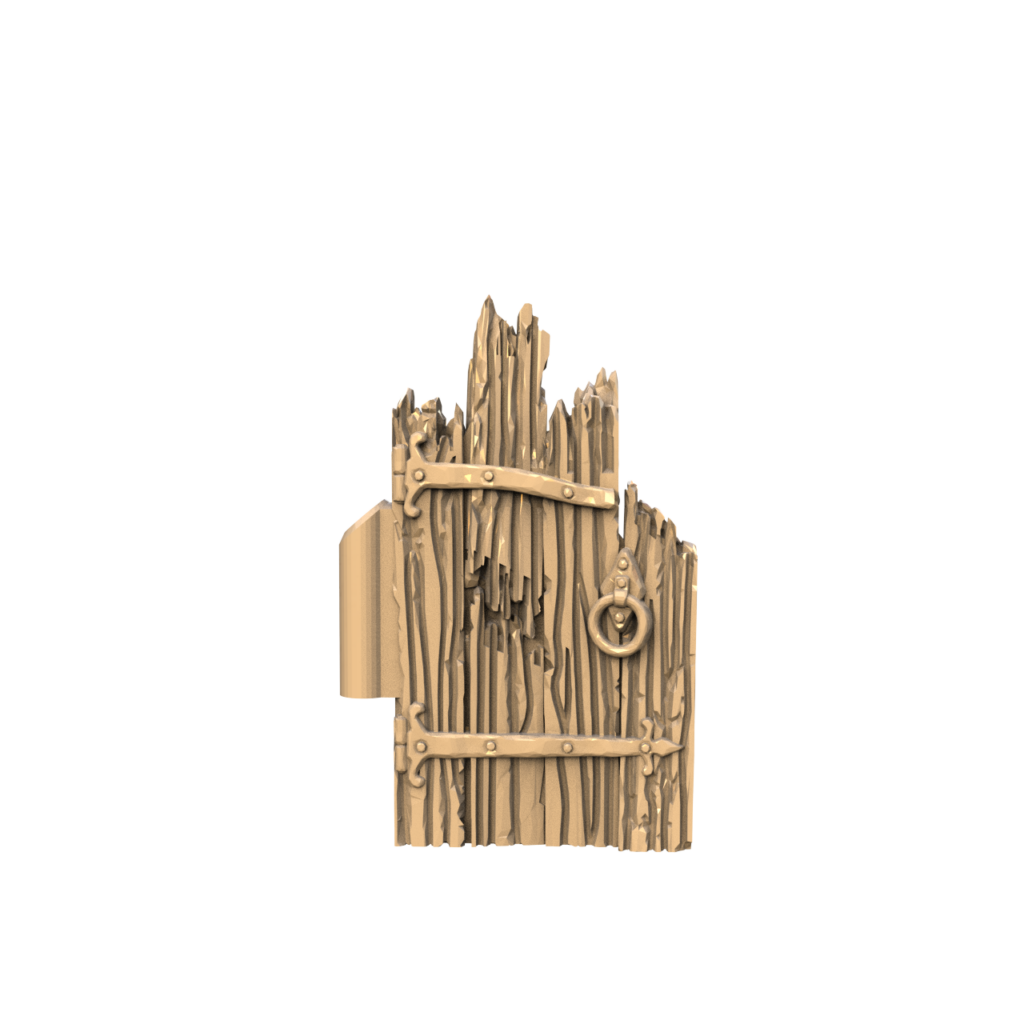 Graphic render of the ruined WD door