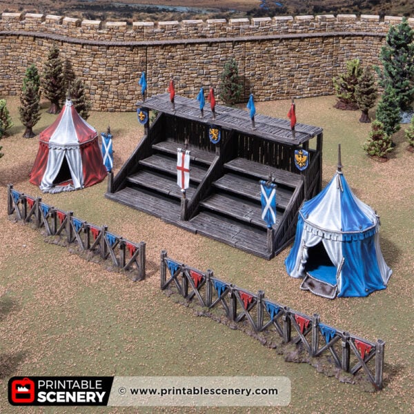 3D printed and painted jousting arena for dnd and wargaming