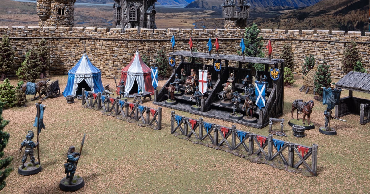 3D printed and painted jousting arena for dnd and wargaming