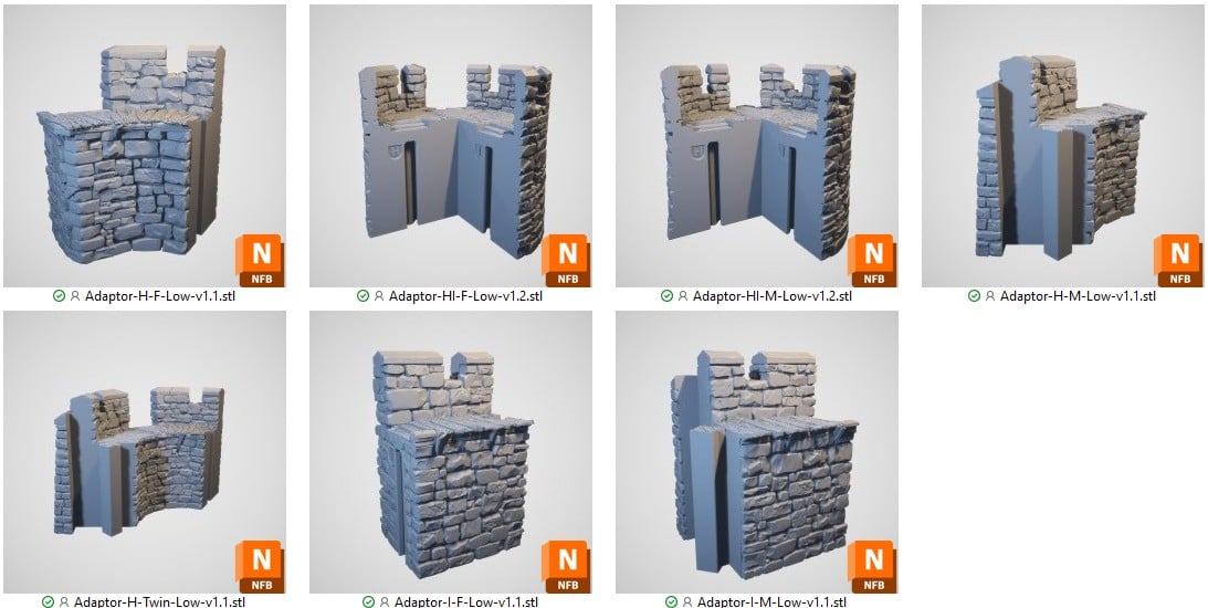 Small Square Bastion low adaptors