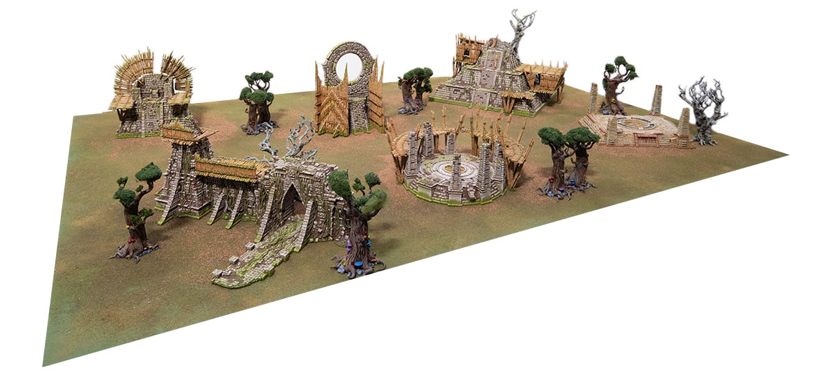 3d printed and painted swampy ruins wargaming board